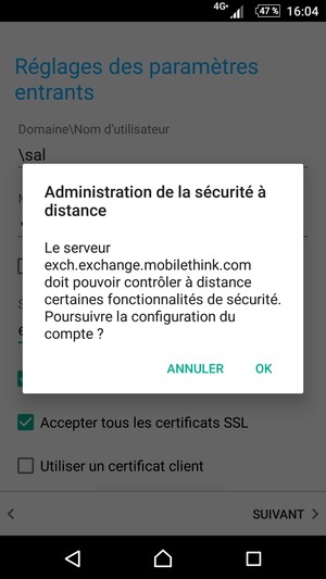 Sélectionnez OK