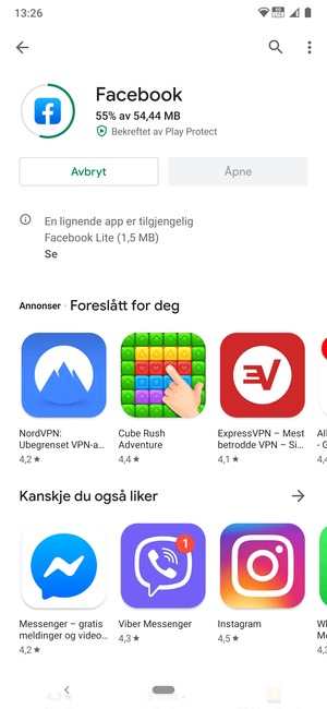 Vent til installasjonen er ferdig