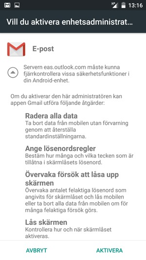 Välj AKTIVERA