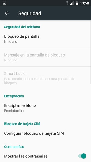 Seleccione Configurar bloqueo de tarjeta SIM