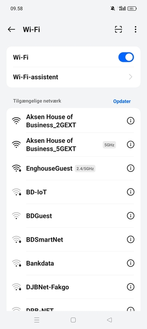 Vælg det trådløse netværk, du ønsker at oprette forbindelse til
