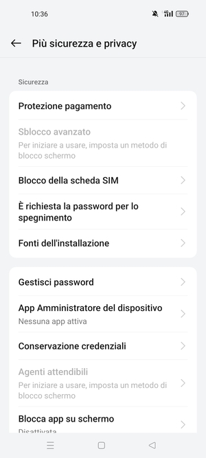 Scorri e seleziona Blocco della scheda SIM