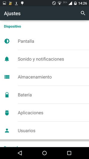 Desplácese y seleccione Batería