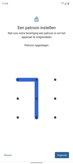 Teken een ontgrendelingspatroon en selecteer Volgende