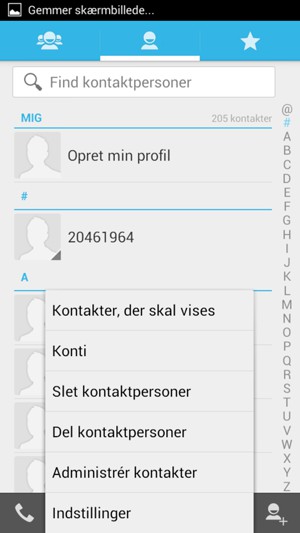 Vælg Administrér kontakter