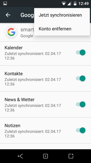 Wählen Sie Jetzt synchronisieren