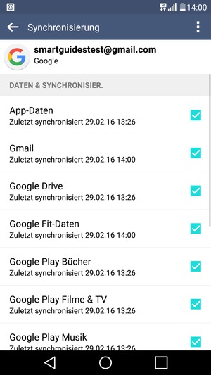 Aktivieren Sie alle Kontrollkästchen, und wählen Sie die Menü-Taste