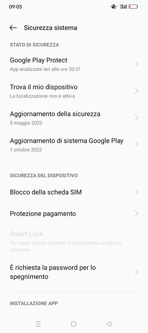 Seleziona  Blocco della scheda SIM