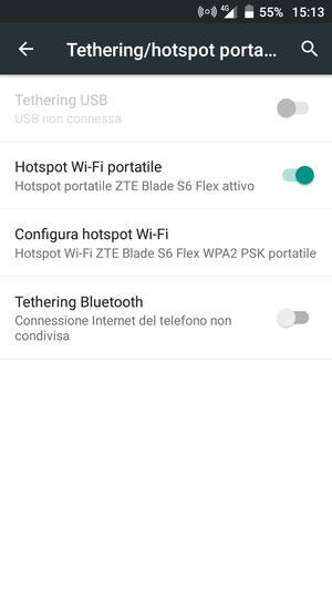 Il telefono è ora pronto per essere usato come modem