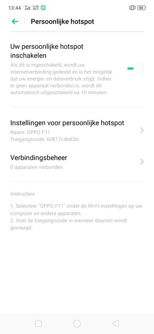 Uw telefoon is nu geïnstalleerd voor gebruik als modem