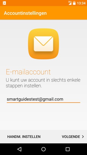 Voer uw Gmail of Hotmail adres in en selecteer VOLGENDE