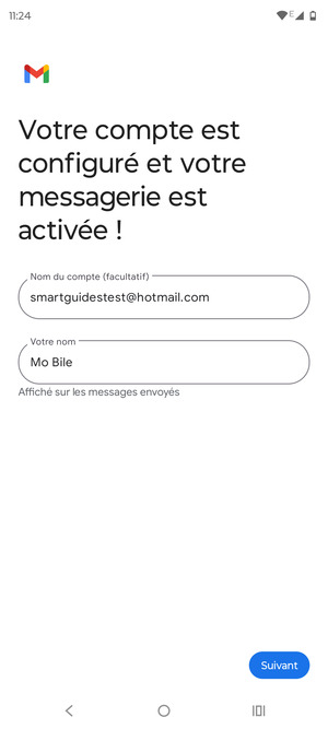 Donnez un nom à votre compte et saisissez votre nom. Sélectionnez Suivant