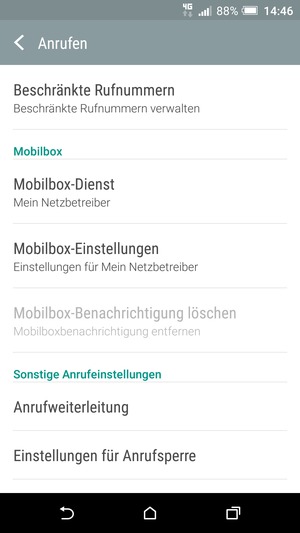 Scrollen Sie und wählen Sie Mobilbox-Einstellungen