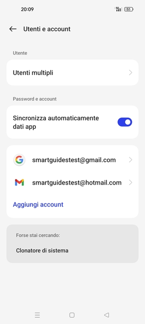Seleziona il tuo account Google