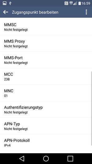 Scrollen Sie nach unten und geben Sie MMS-Informationen ein