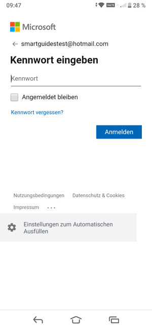 Geben Sie Ihre Passwort ein und wählen Sie Anmelden