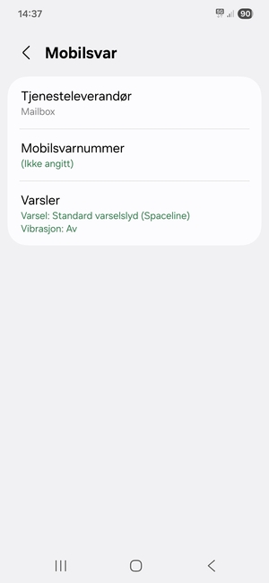 Velg Mobilsvarnummer