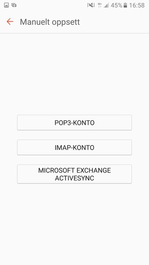 Velg POP3-KONTO eller IMAP-KONTO