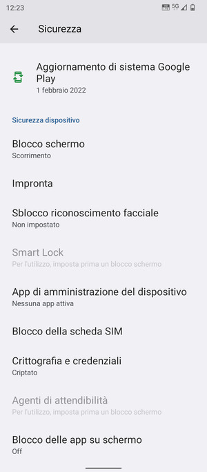 Per cambiare il PIN della scheda SIM, scorri e seleziona Blocco della scheda SIM
