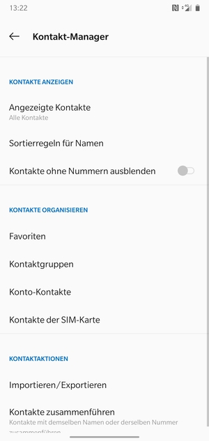 Wählen Sie Kontakte der SIM-Karte