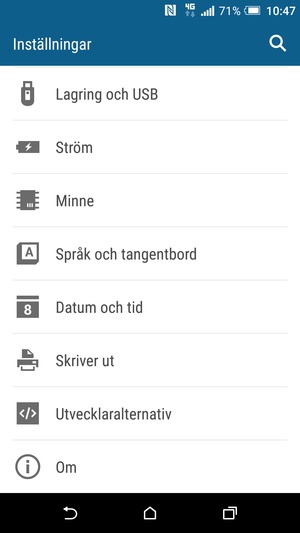 Scrolla till och välj Om