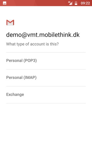 Select Personal (POP3) or Personal (IMAP)
