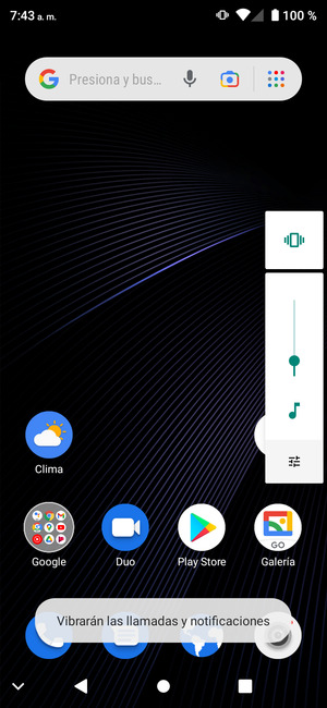 Seleccione Vibración para cambiar al modo de silencio