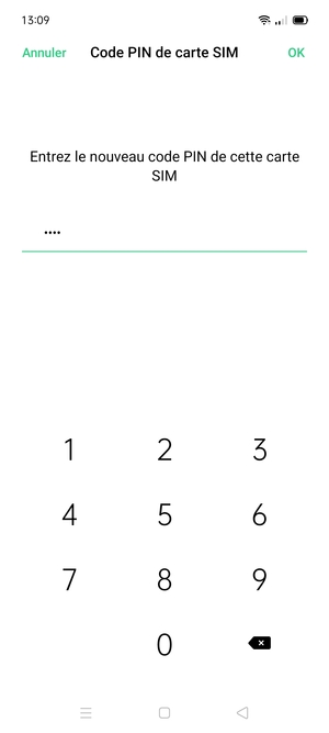 Saisissez votre Nouveau code PIN de cette carte SIM et sélectionnez OK