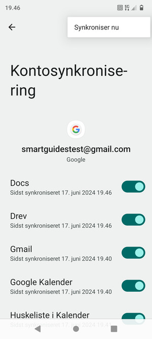 Vælg Synkroniser nu