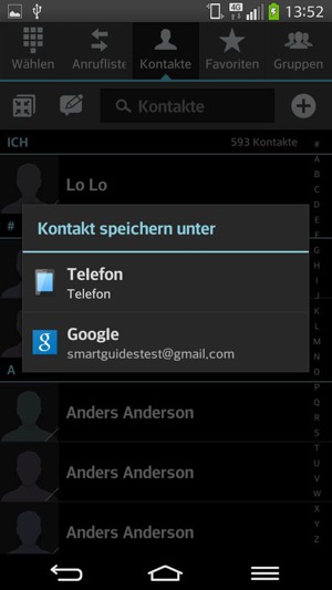 Wählen Sie Ihr Google Konto