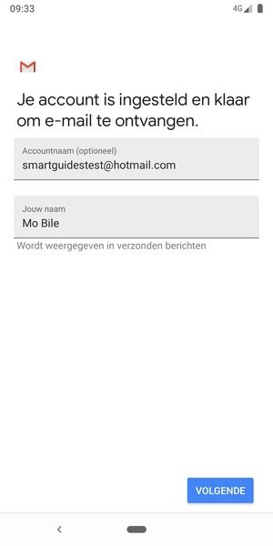 Geef uw account een naam en voer uw naam in. Selecteer VOLGENDE