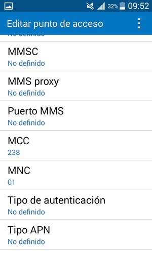 Desplácese hacia abajo e introduzca la información de Internet