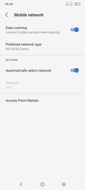 Turn Data roaming on or off