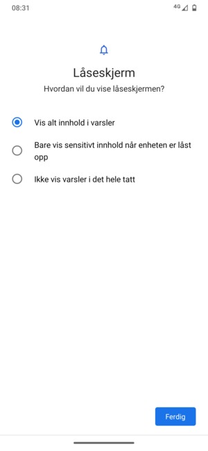Velg ønsket alternativ og velg Ferdig