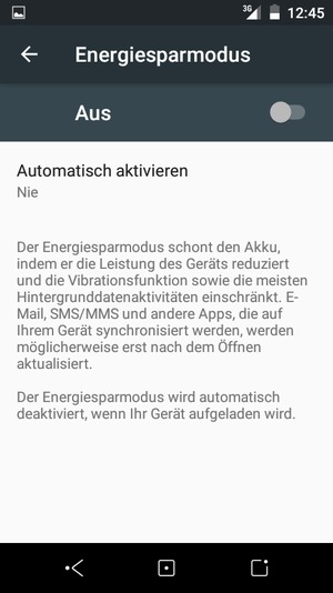 Schalten Sie Energiesparmodus ein