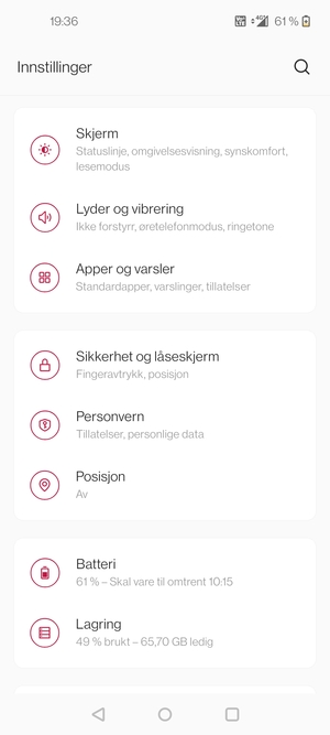 Bla til og velg Skjerm