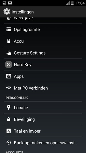 Scroll naar en selecteer Locatie
