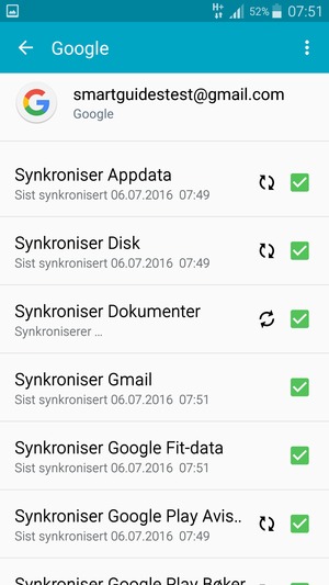 Din informasjon blir synkronisert