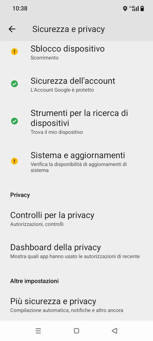 Scorri e seleziona Piú sicurezza e privacy