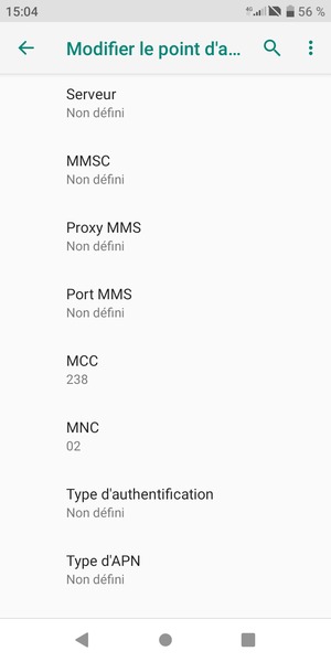 Faites défiler vers le bas et saisissez les informations MMS