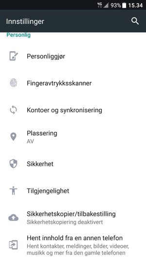 Bla til og velg Sikkerhetskopier/tilbakestilling