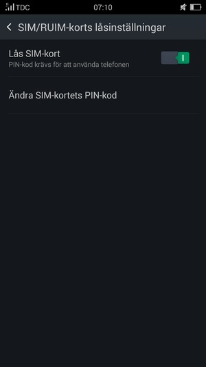 Välj Ändra SIM-kortets PIN-kod