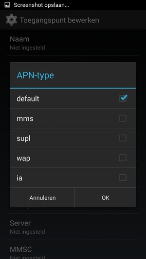 Vink het selectievakje default aan en selecteer OK