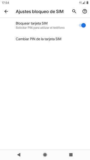 Seleccione Cambiar PIN de la tarjeta SIM