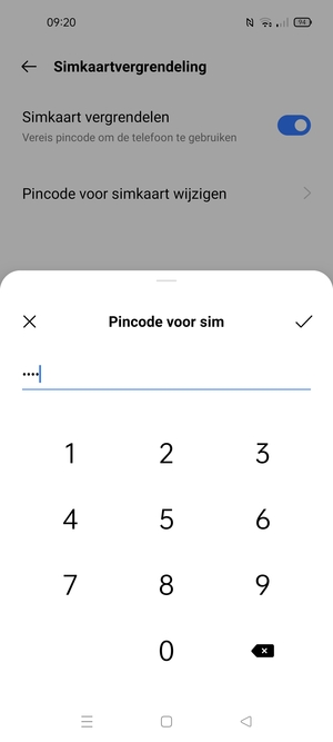 Bevestig uw nieuwe pincode voor de simkaart en selecteer OK