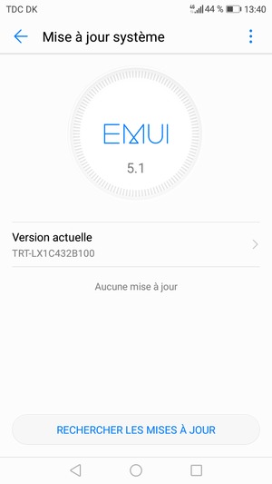 Si votre téléphone est à jour, vous verrez l'écran suivant