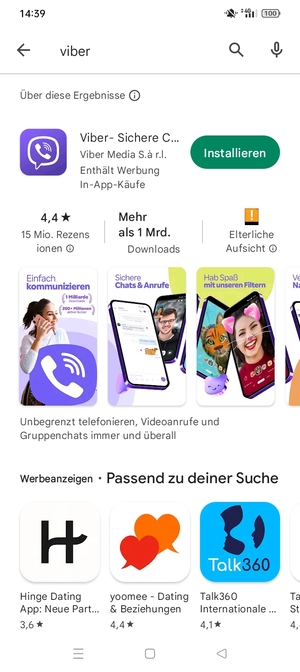 Wählen Sie die App
