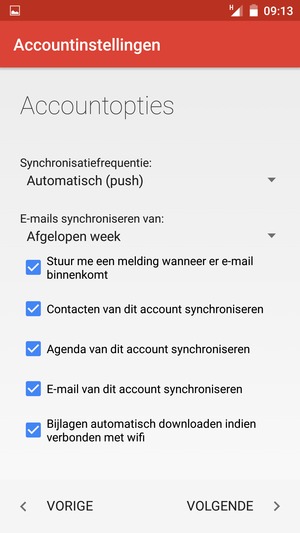 Selecteer VOLGENDE