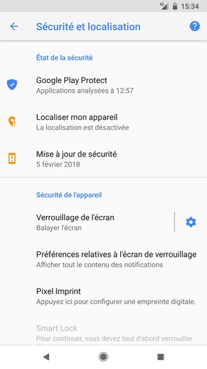 Pour activer votre écran de verrouillage, allez dans le menu Sécurité et localisation et sélectionnez Verrouillage de l'écran