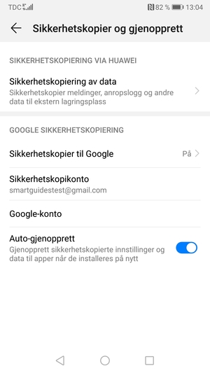 Velg Sikkerhetskopikonto